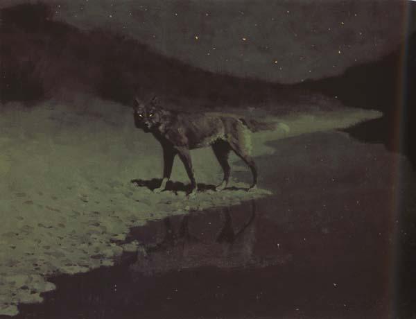 Frederic Remington Moonlight,Wolf (mk43) Germany oil painting art